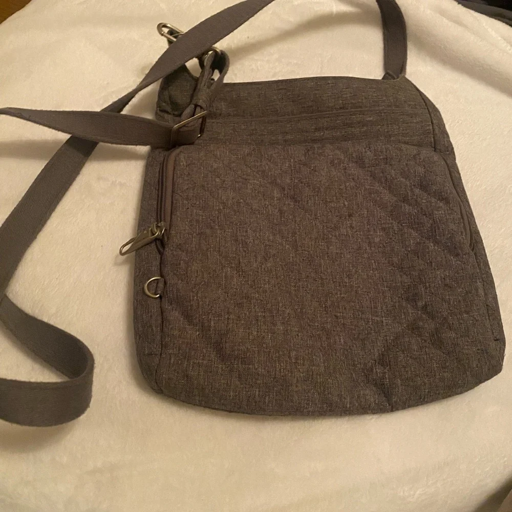 TRAVELON Gray Quilted Crossbody Bag